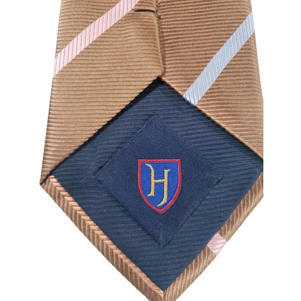Henry Jacobson REPP Mens Tie Necktie‎ Designer Luxury Handmade Brown Stripes